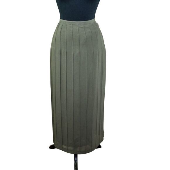 Norton McNaughton Midi Skirt Moss Green Layered Straight Pencil 12P - Picture 1 of 4